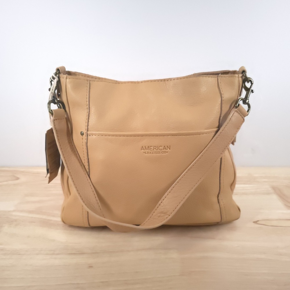 American Leather Company Handbag  Austin Shoulder In Cashew Tooled Leather